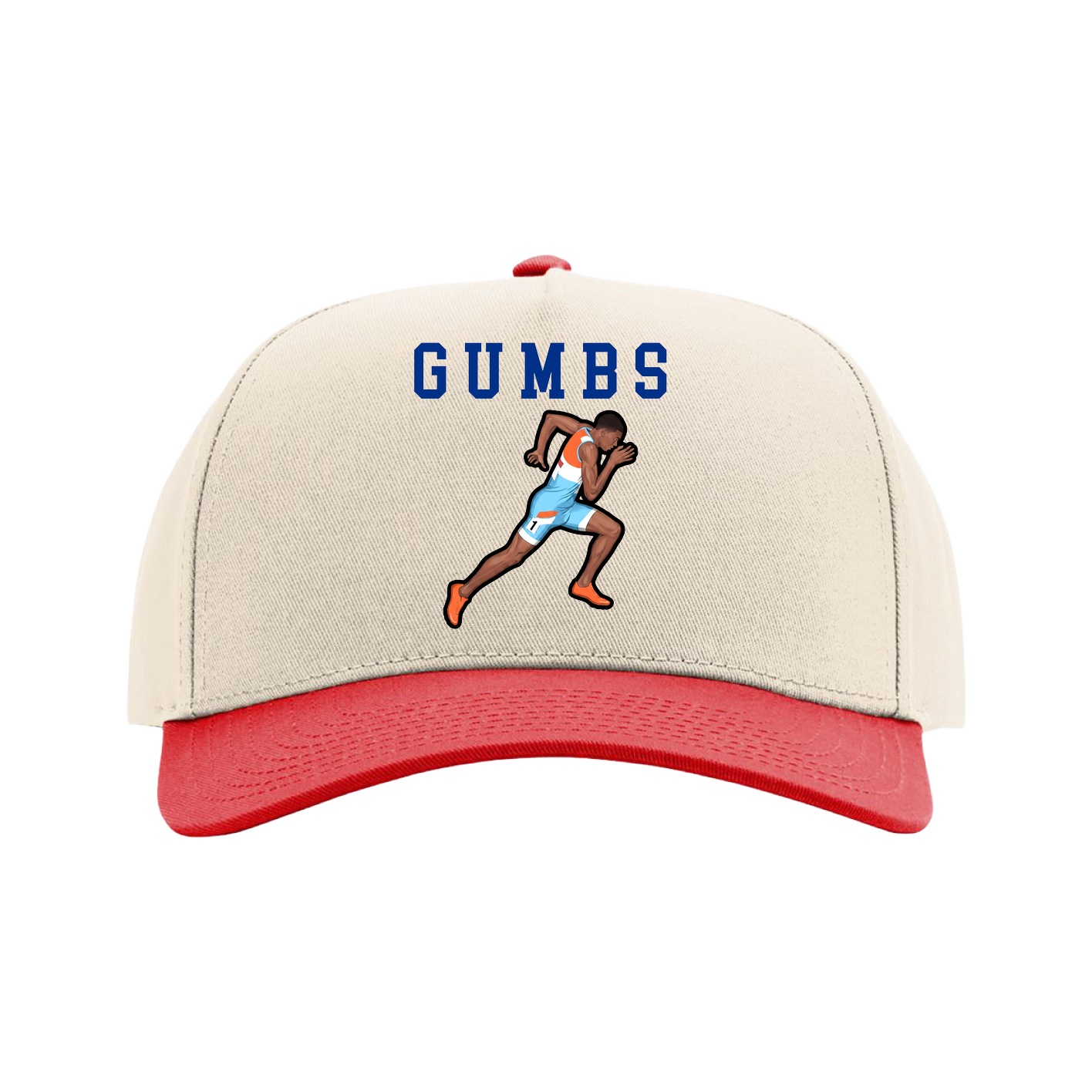 Full Fabric Five-Panel Champ Cap — Shirsey in Cream/Red