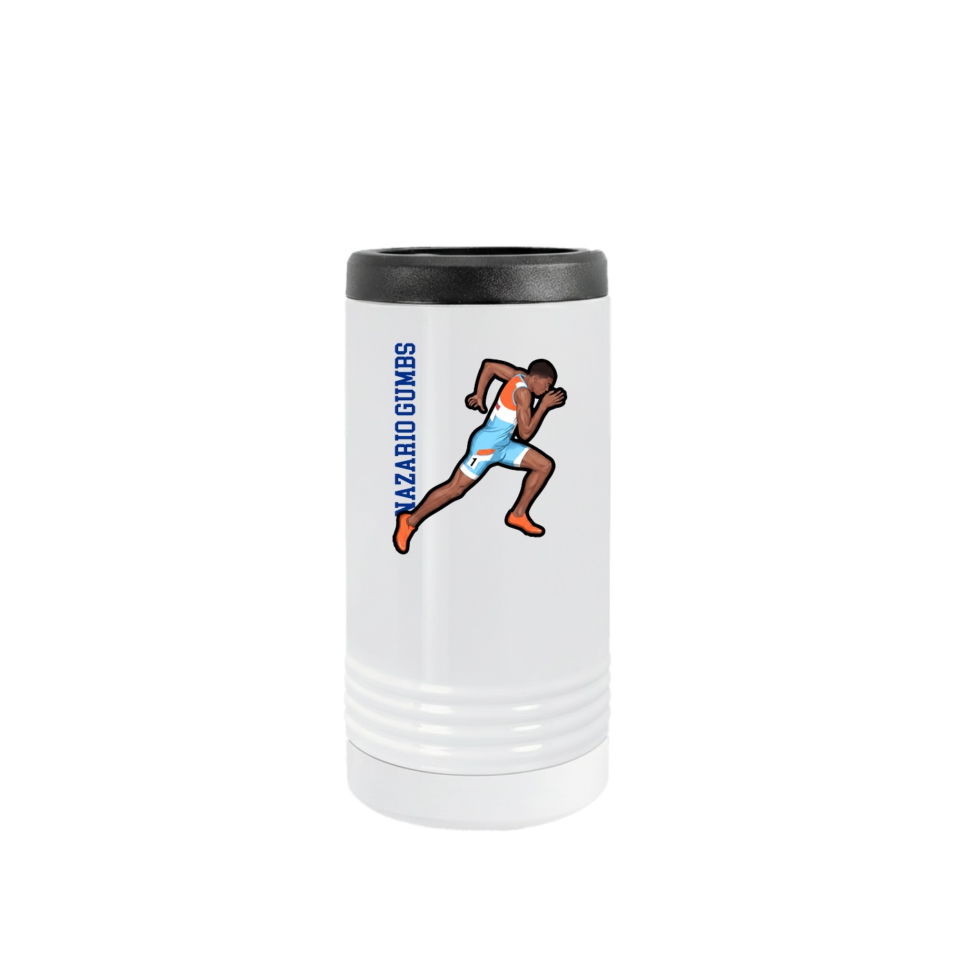 Slim Beverage Holder — Name Vertical in White