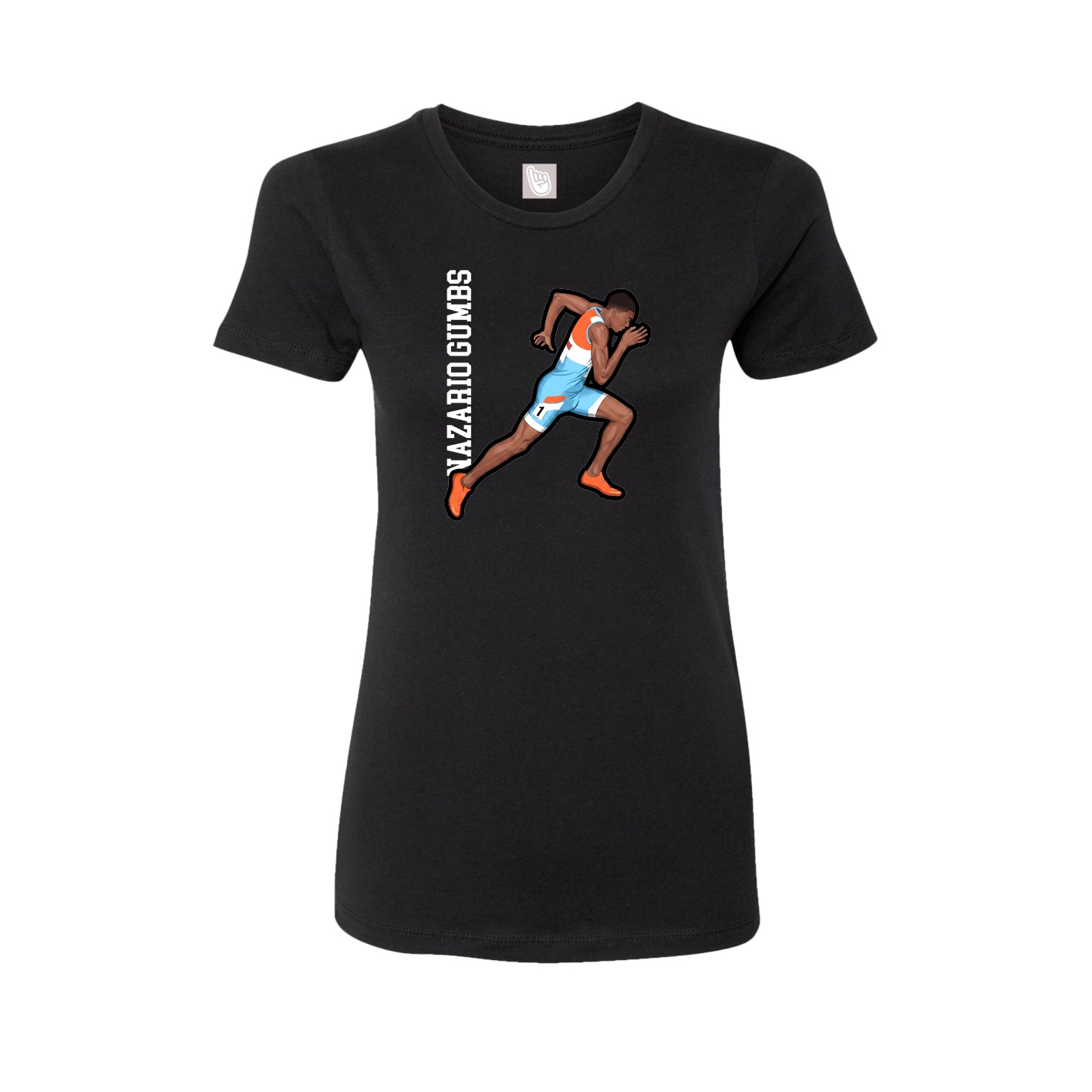 Fitted Women's Tee — Name Vertical in Black