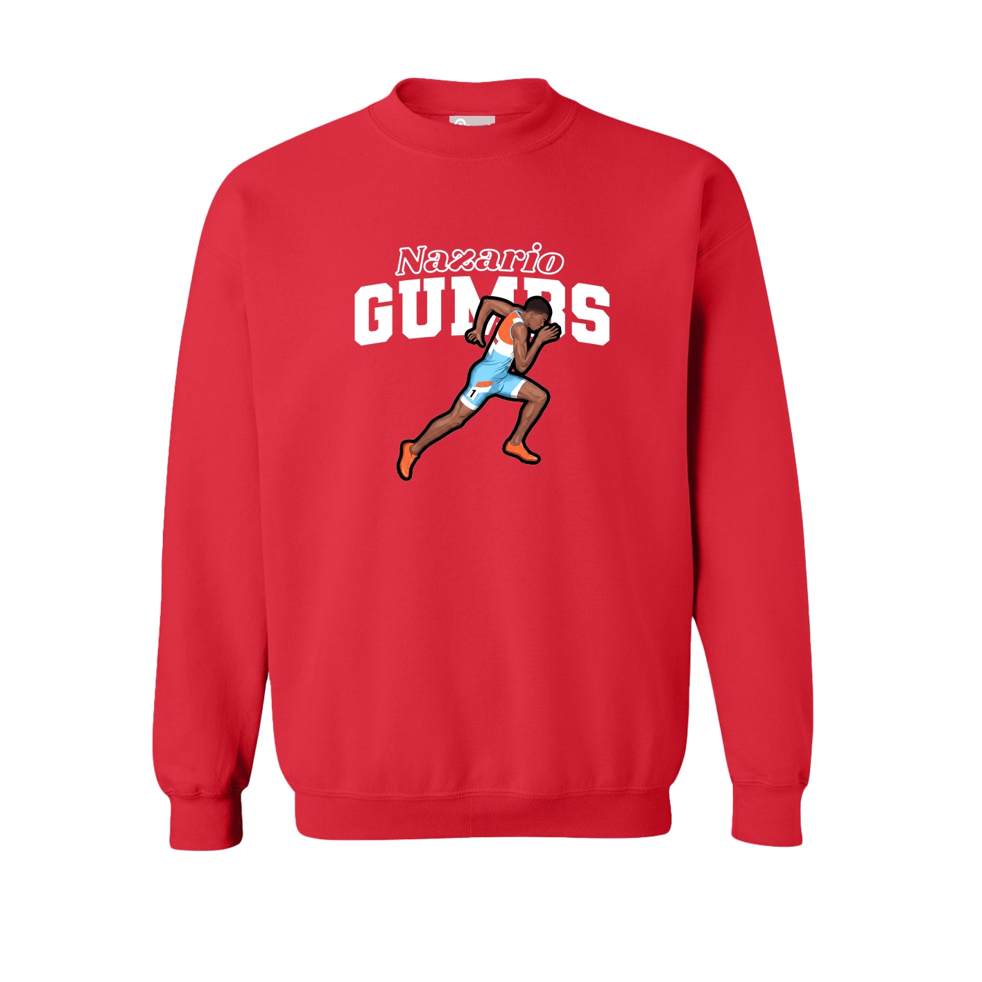 Fleece Crew — Name Arch in Red