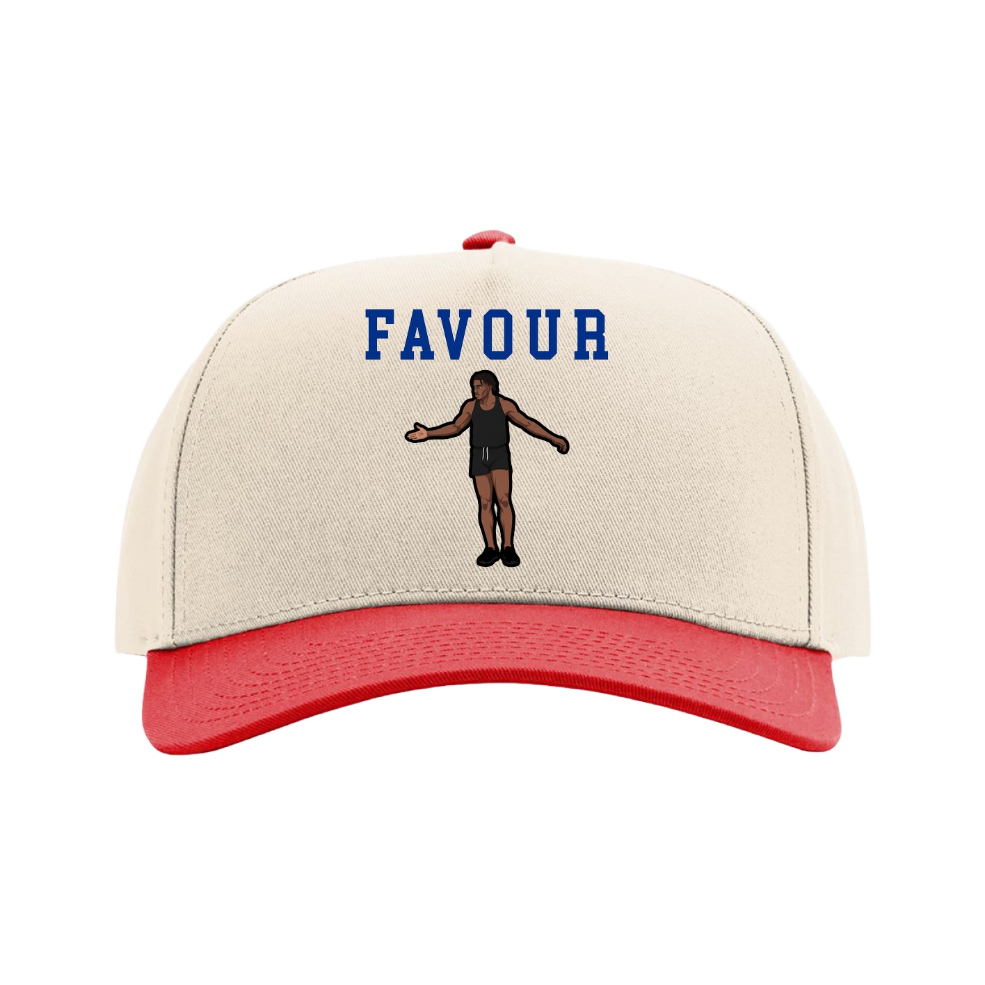 Full Fabric Five-Panel Champ Cap — Shirsey in Cream/Red