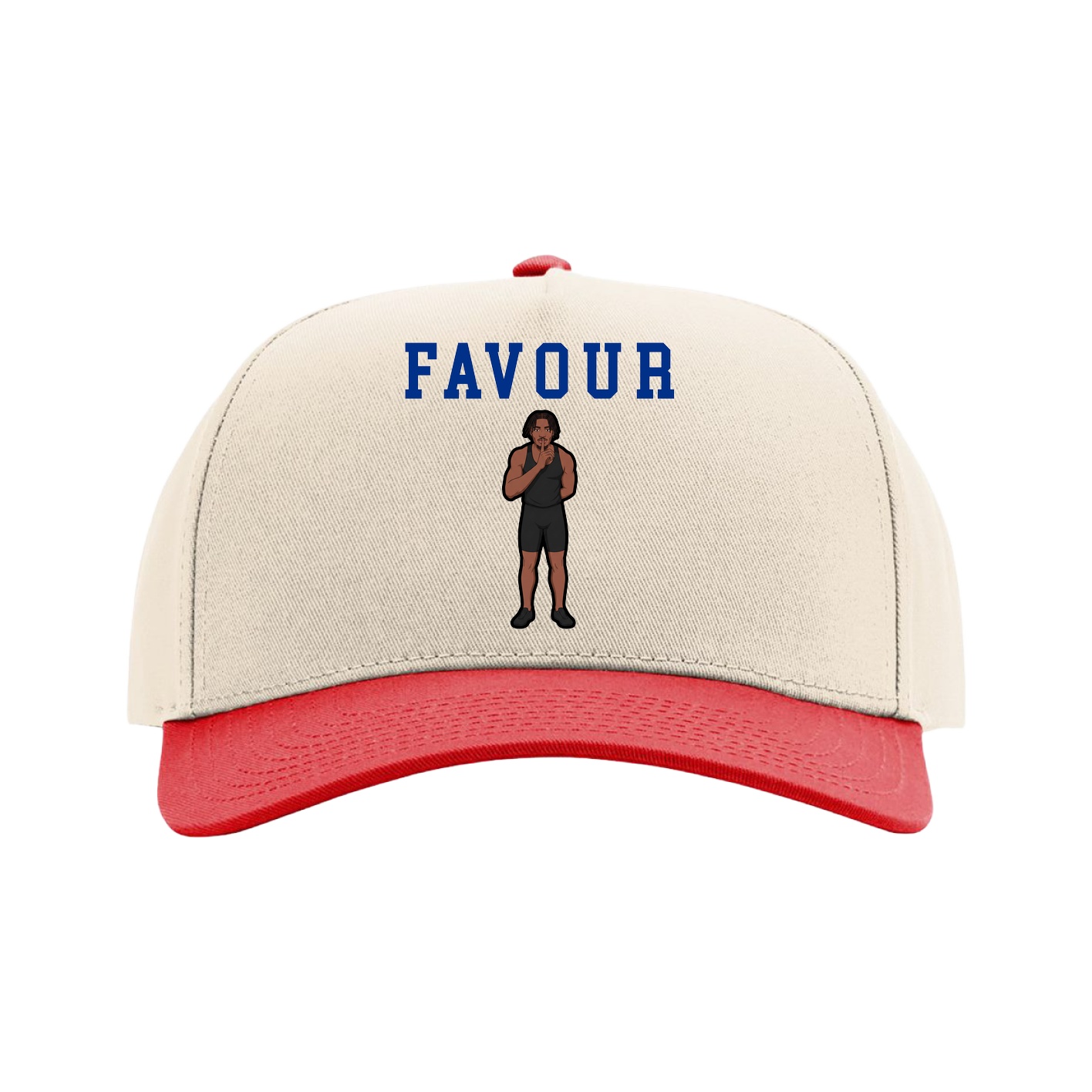 Full Fabric Five-Panel Champ Cap — Shirsey in Cream/Red