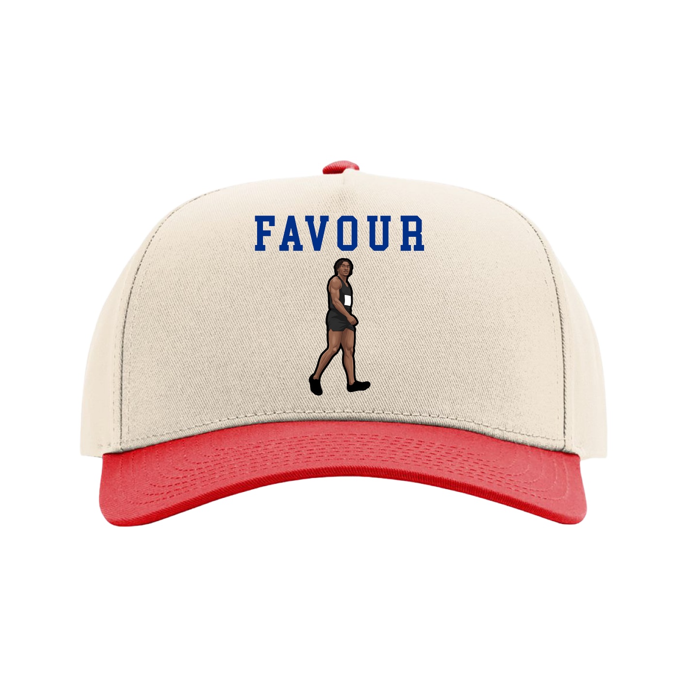 Full Fabric Five-Panel Champ Cap — Shirsey in Cream/Red