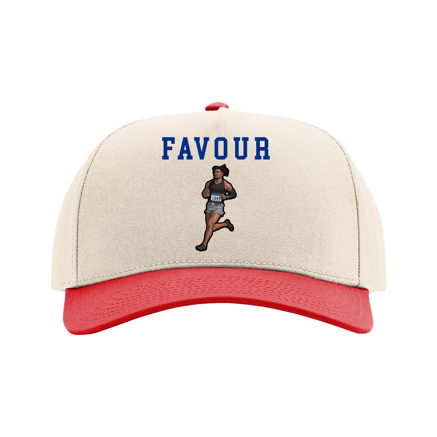 Full Fabric Five-Panel Champ Cap — Shirsey in Cream/Red