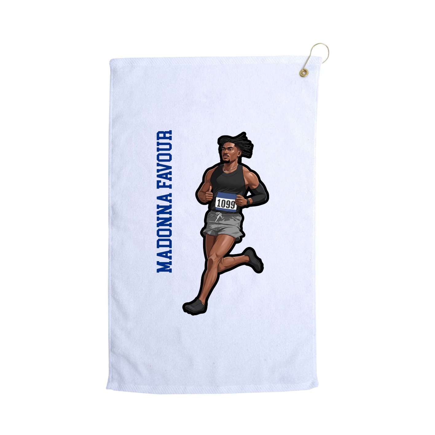 Golf Towel — Name Vertical in White