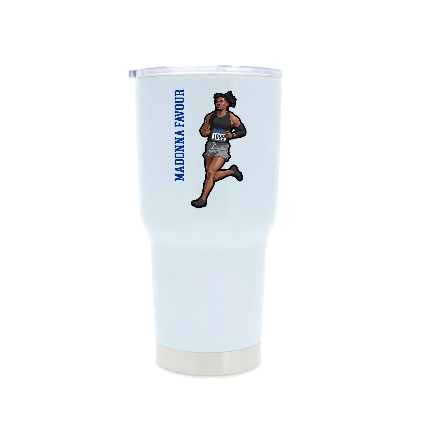 30oz Stainless Steel Tumbler — Name Vertical in White