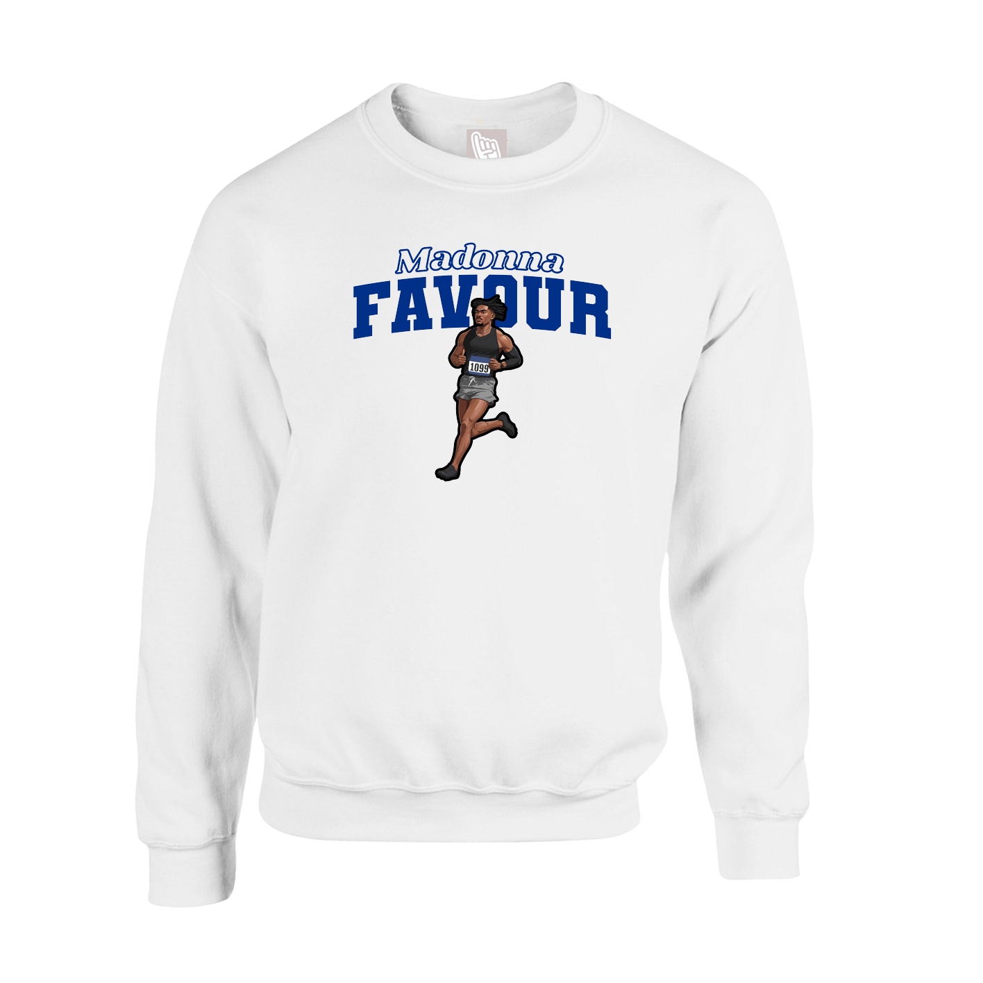 Fleece Crew — Name Arch in White