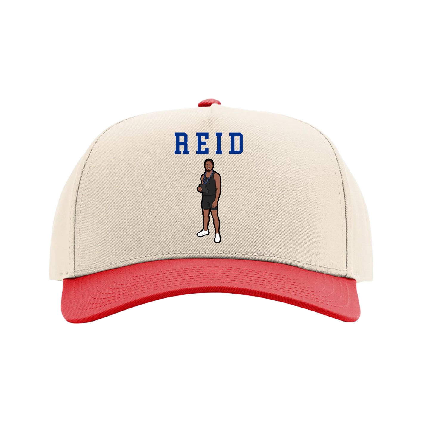 Full Fabric Five-Panel Champ Cap — Shirsey in Cream/Red