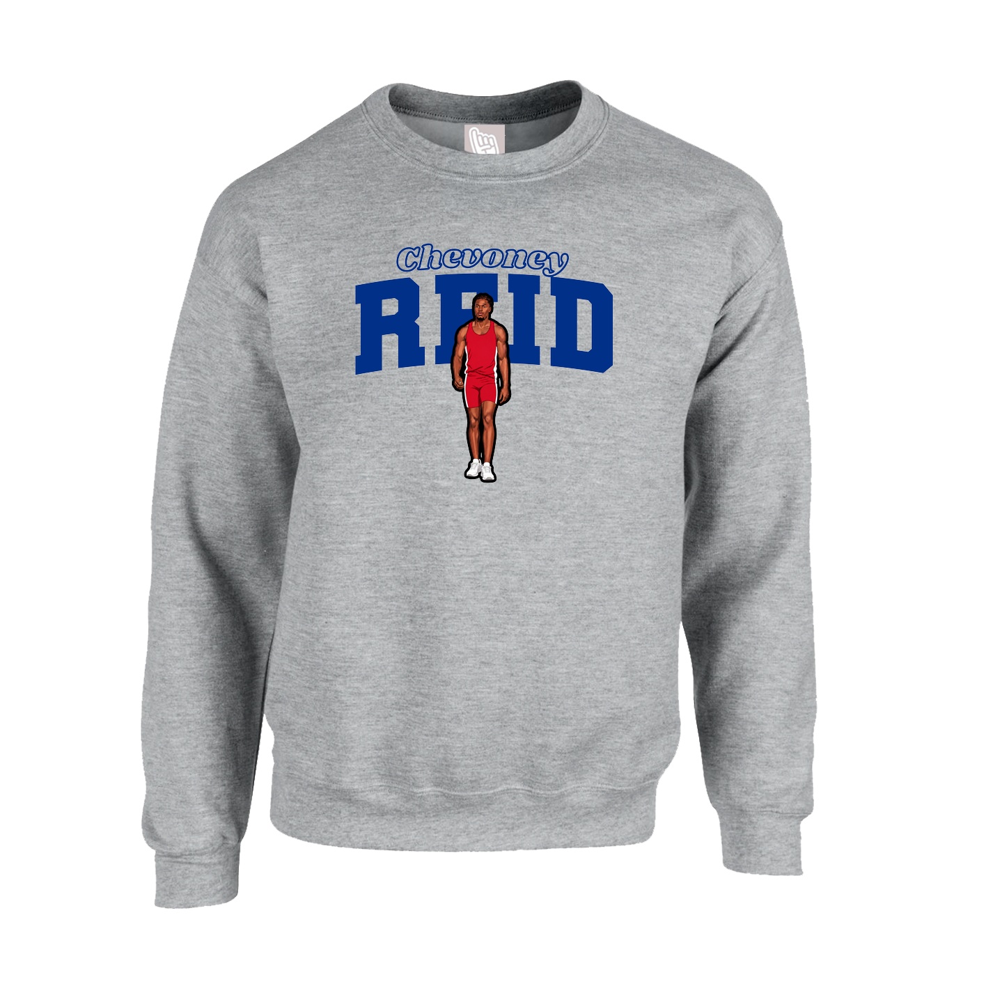 Fleece Crew — Name Arch in Grey