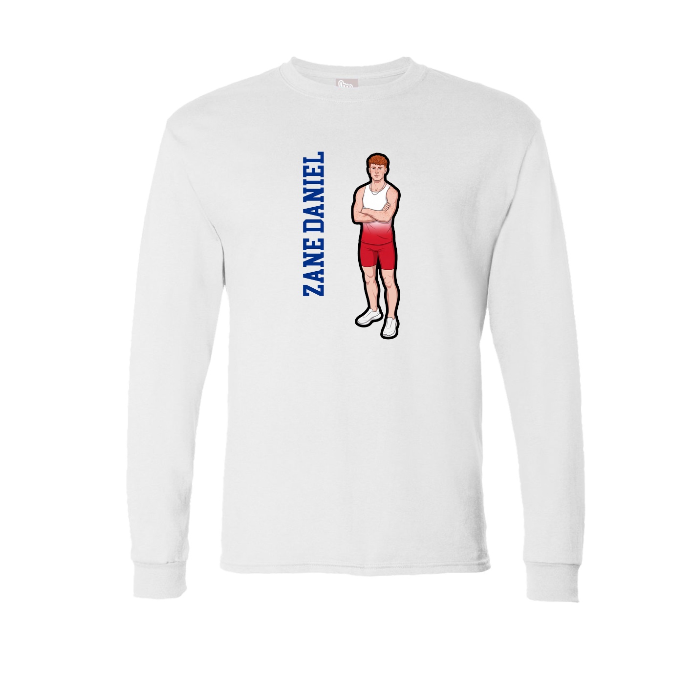 Long Sleeve Tee — Name Vertical in White