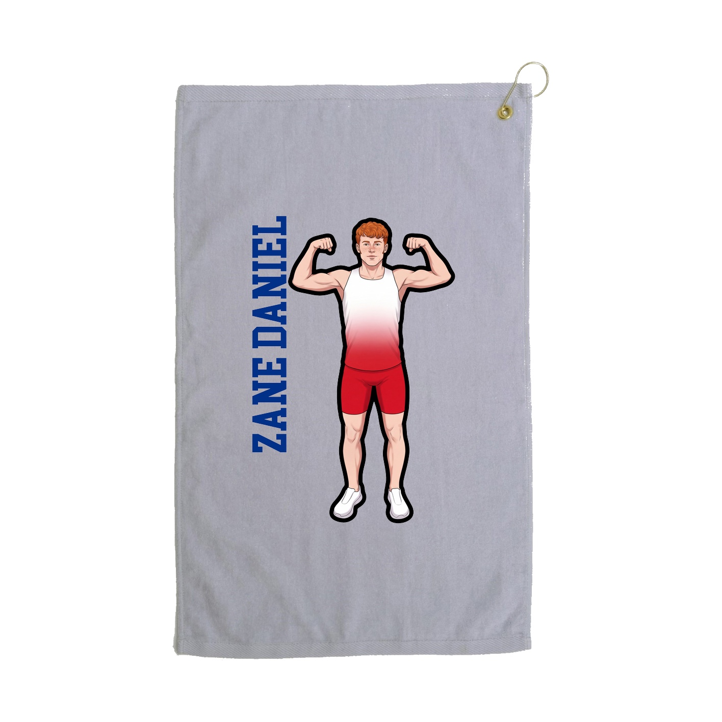 Golf Towel — Name Vertical in Grey