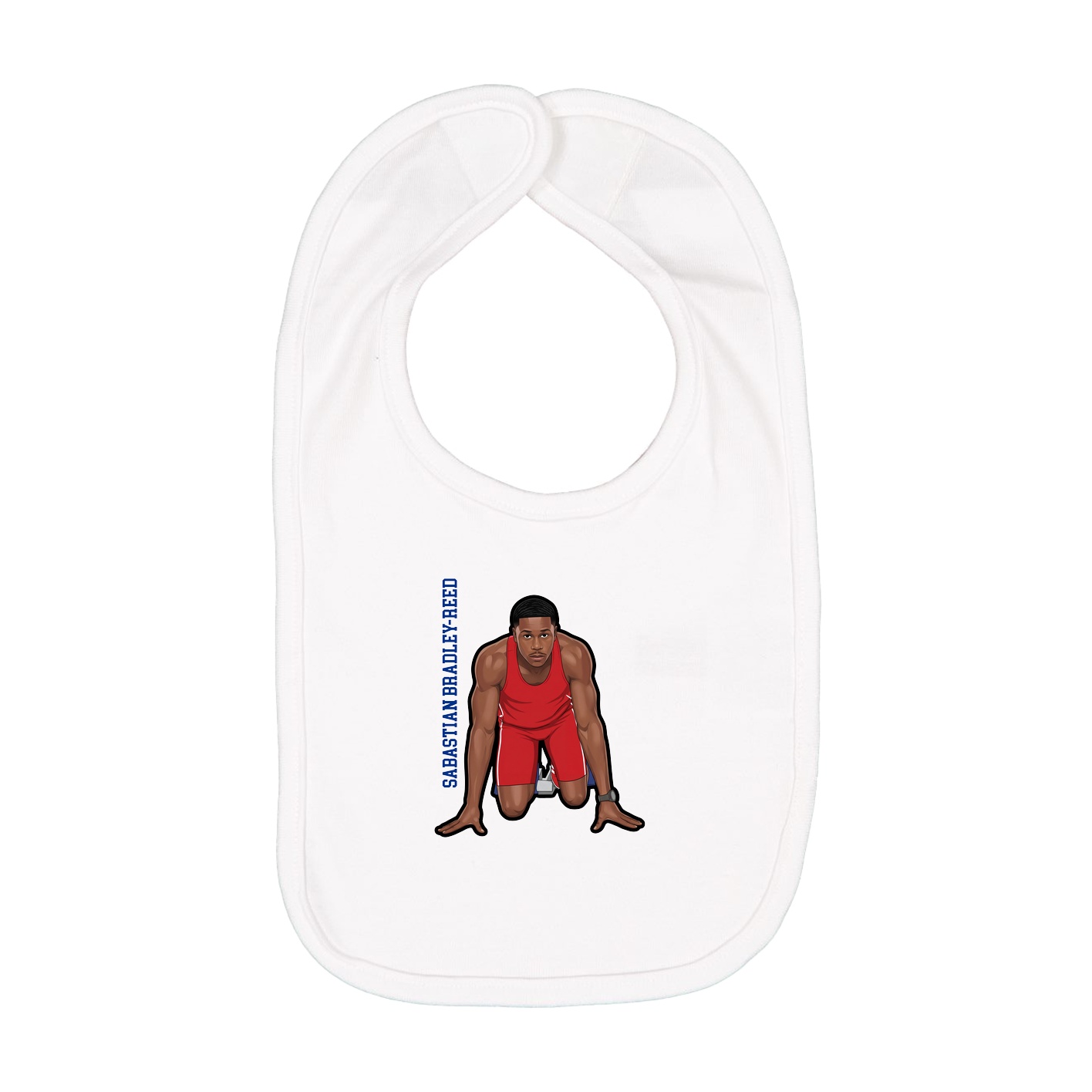 Infant Bib — Name Vertical in White
