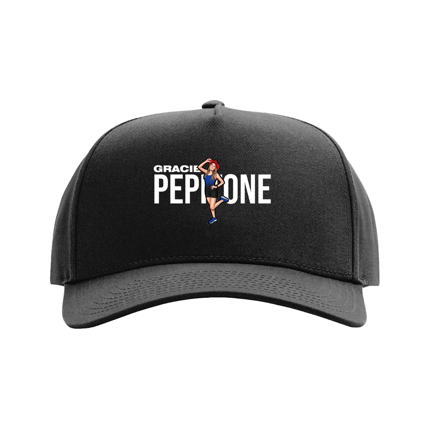 Full Fabric Five-Panel Champ Cap — Player Name in Black