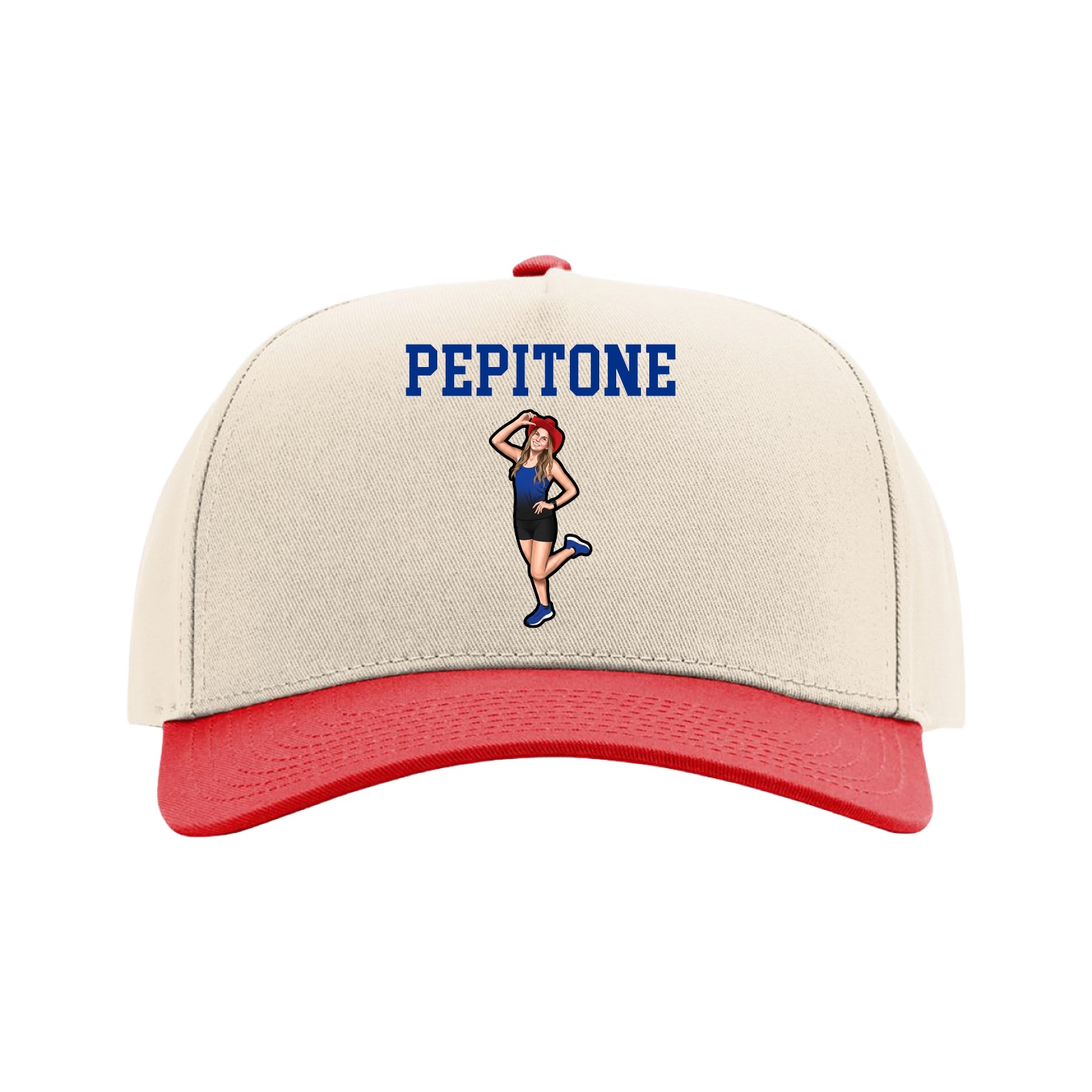 Full Fabric Five-Panel Champ Cap — Shirsey in Cream/Red