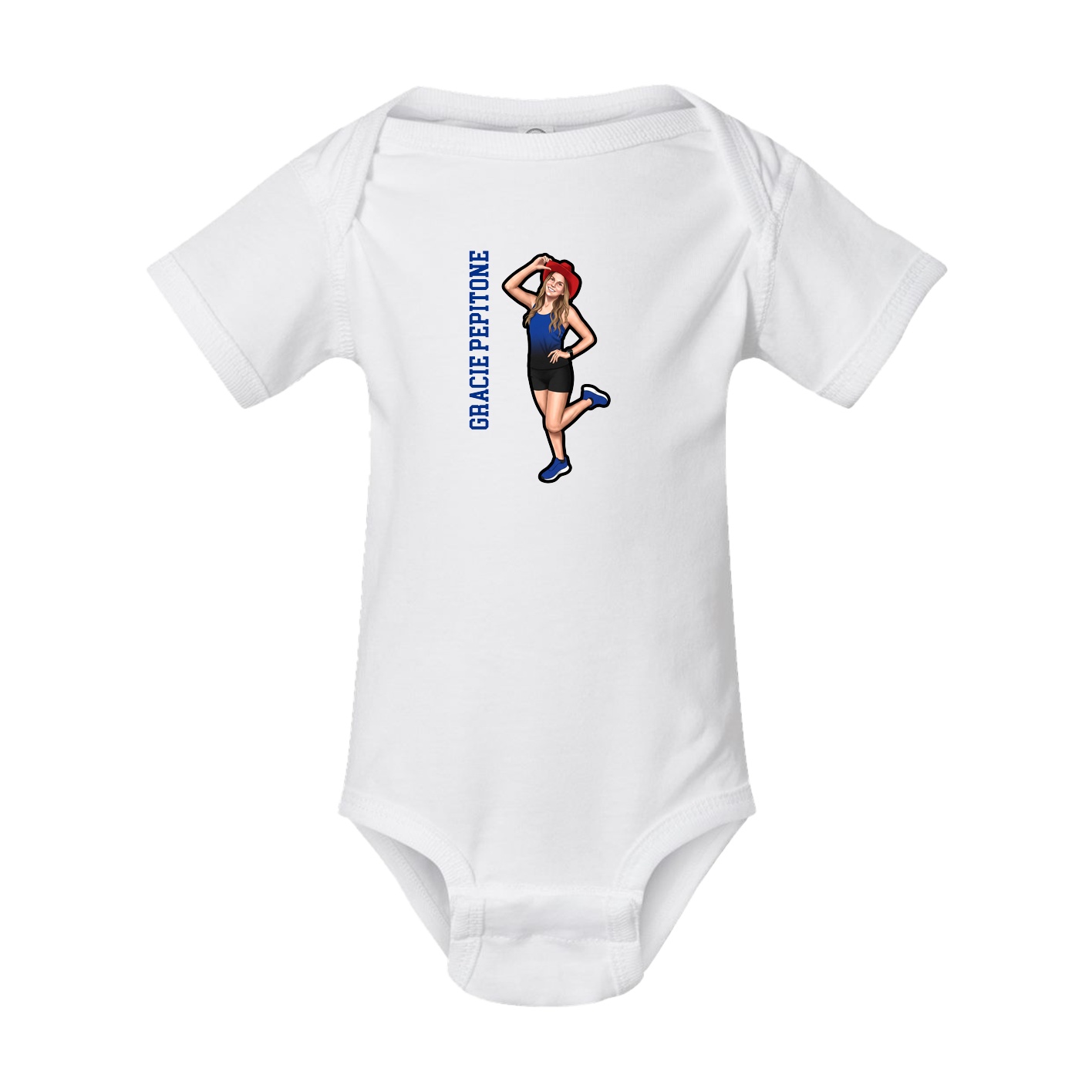 Baby Onesie — Name Vertical in White