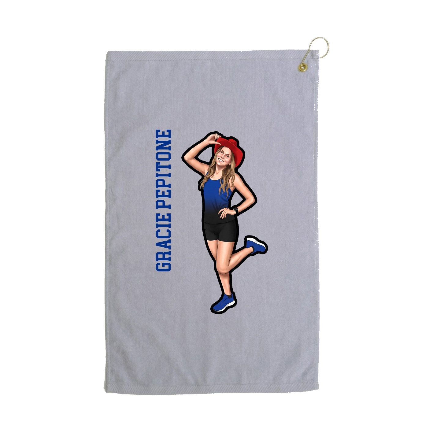 Golf Towel — Name Vertical in Grey