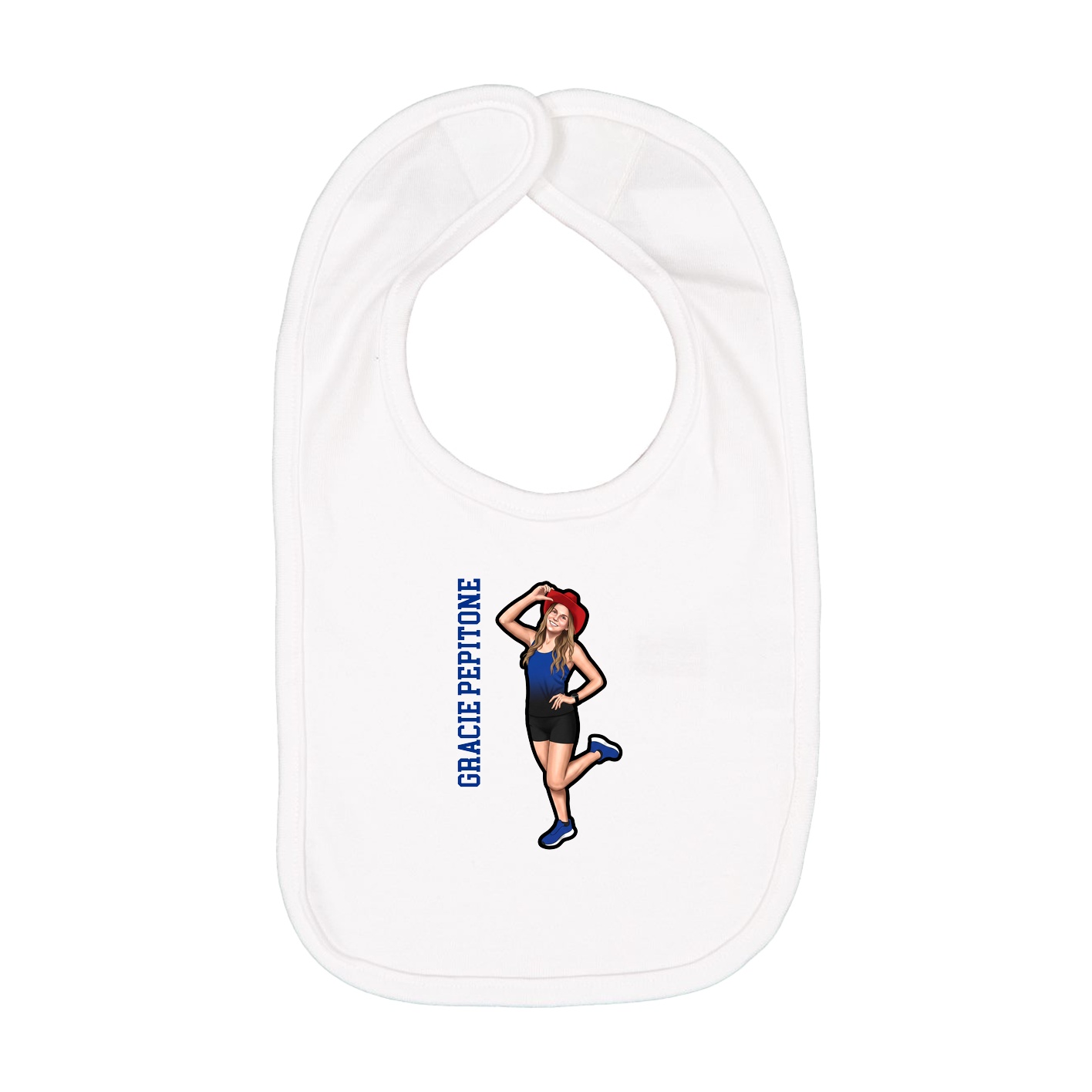 Infant Bib — Name Vertical in White