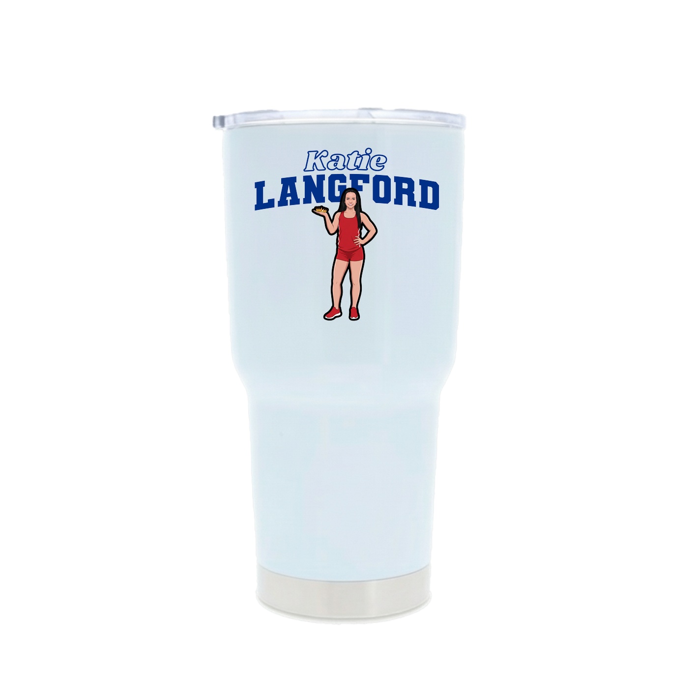 30oz Stainless Steel Tumbler — Name Arch in White