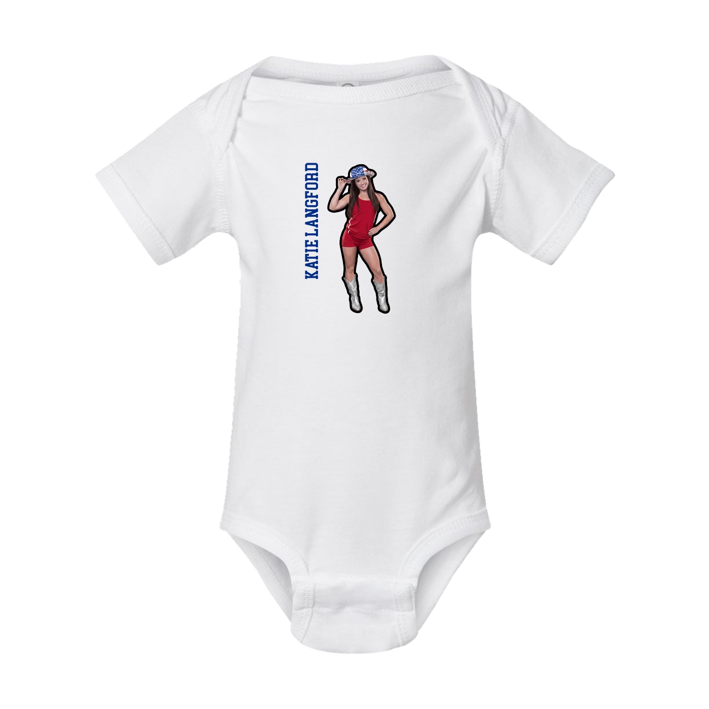 Baby Onesie — Name Vertical in White