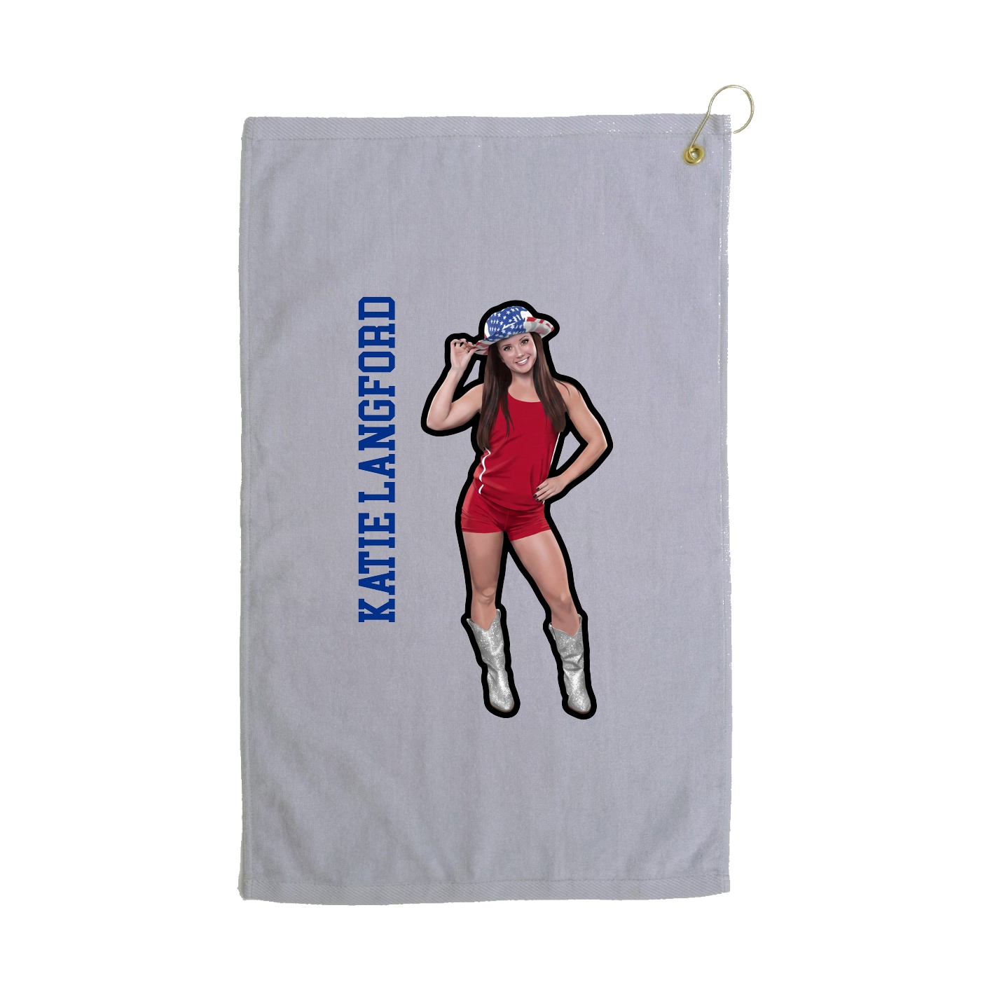Golf Towel — Name Vertical in Grey