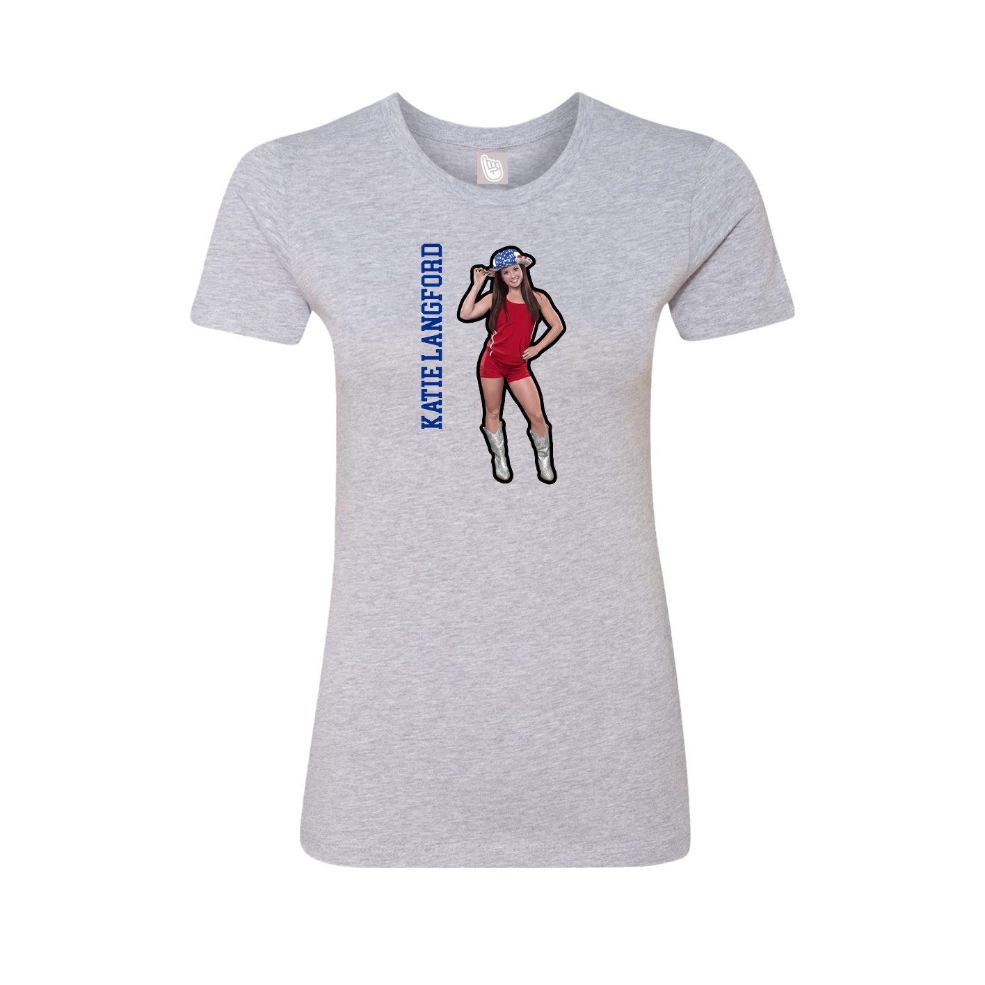 Fitted Women's Tee — Name Vertical in Grey