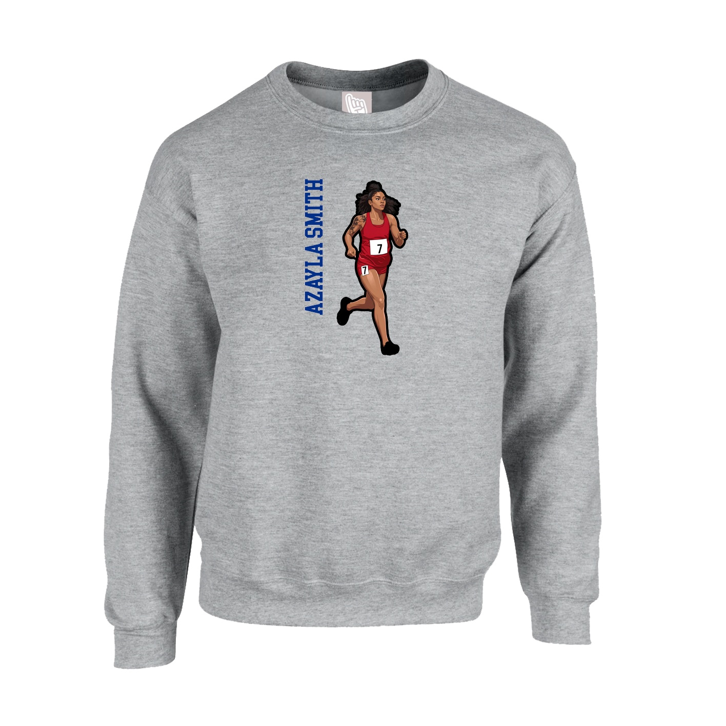 Fleece Crew — Name Vertical in Grey