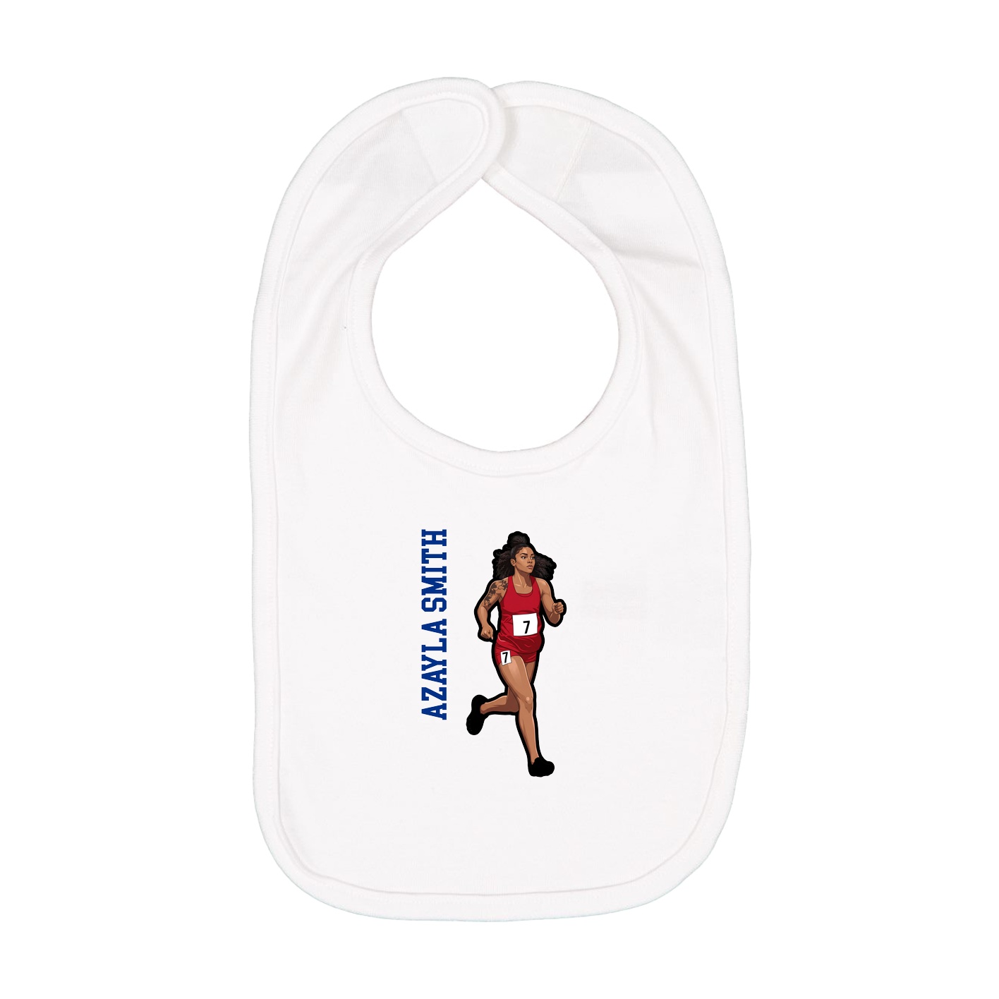 Infant Bib — Name Vertical in White