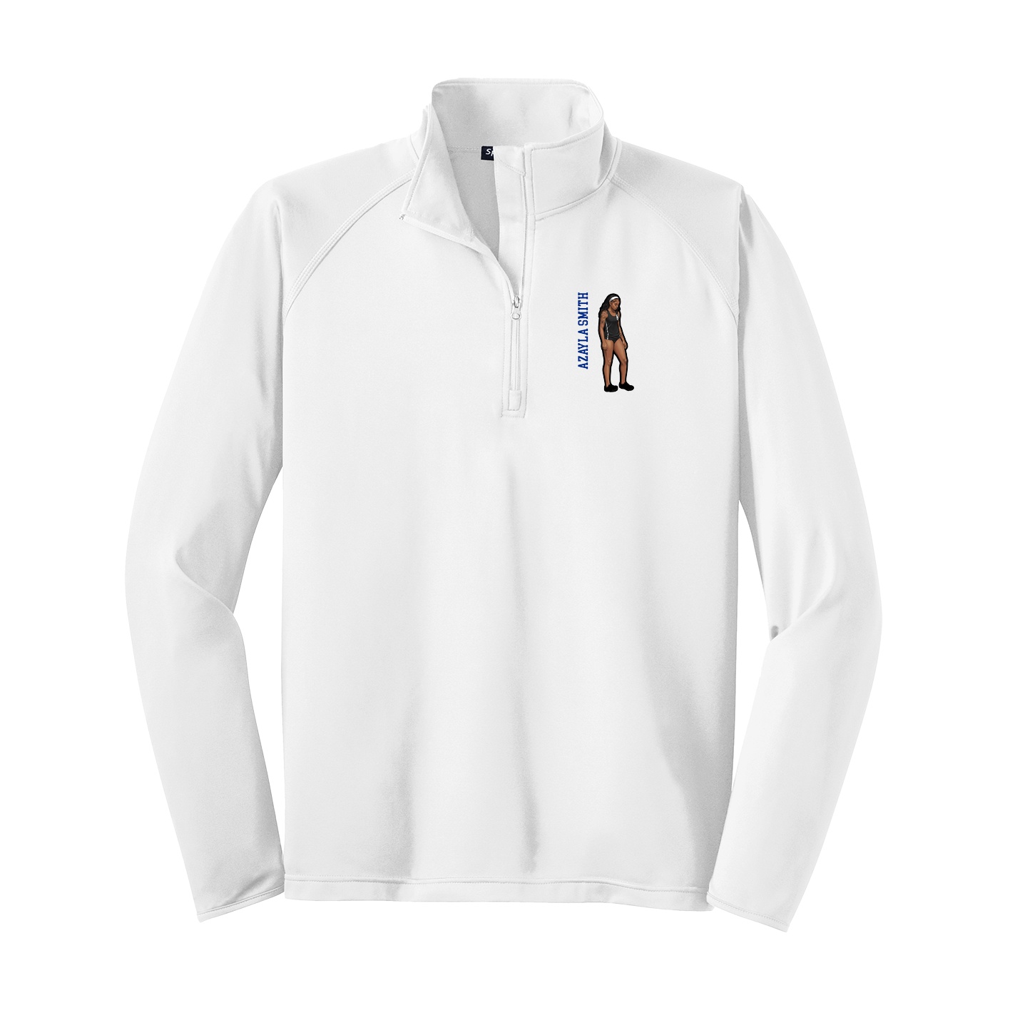 Q-Zip Pullover — Name Vertical in White