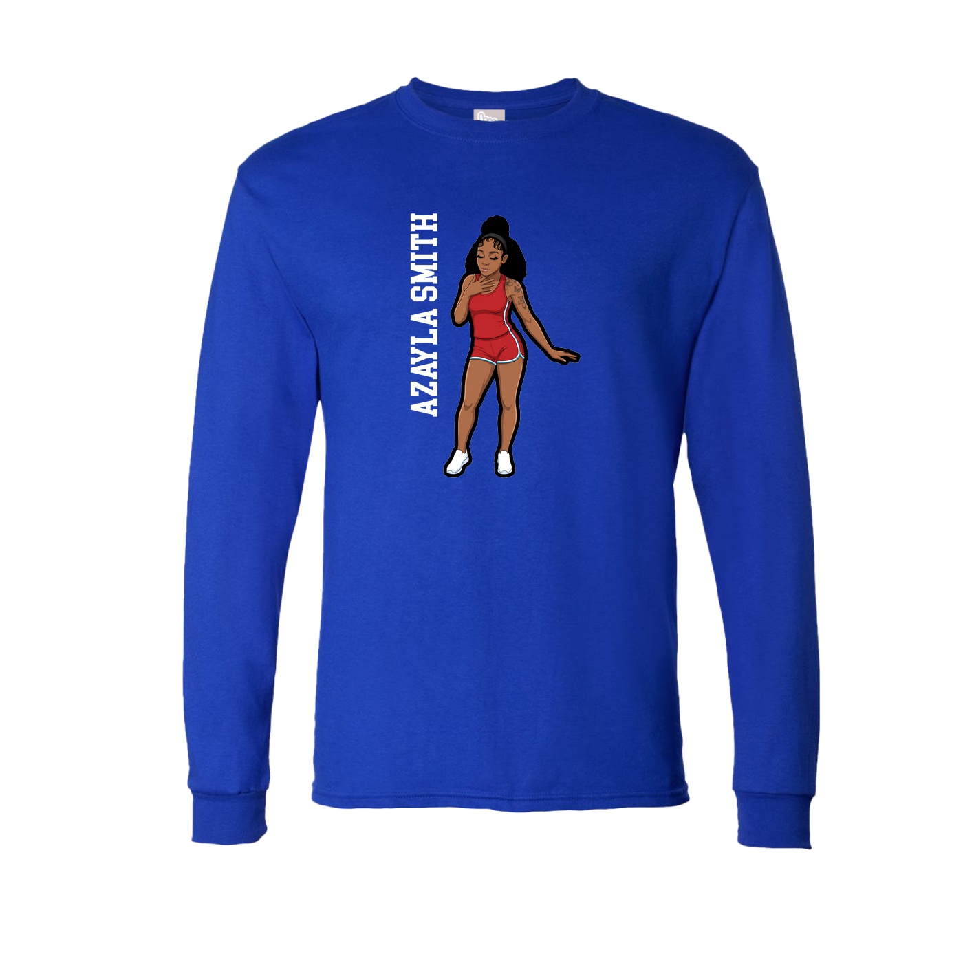 Long Sleeve Tee — Name Vertical in Royal