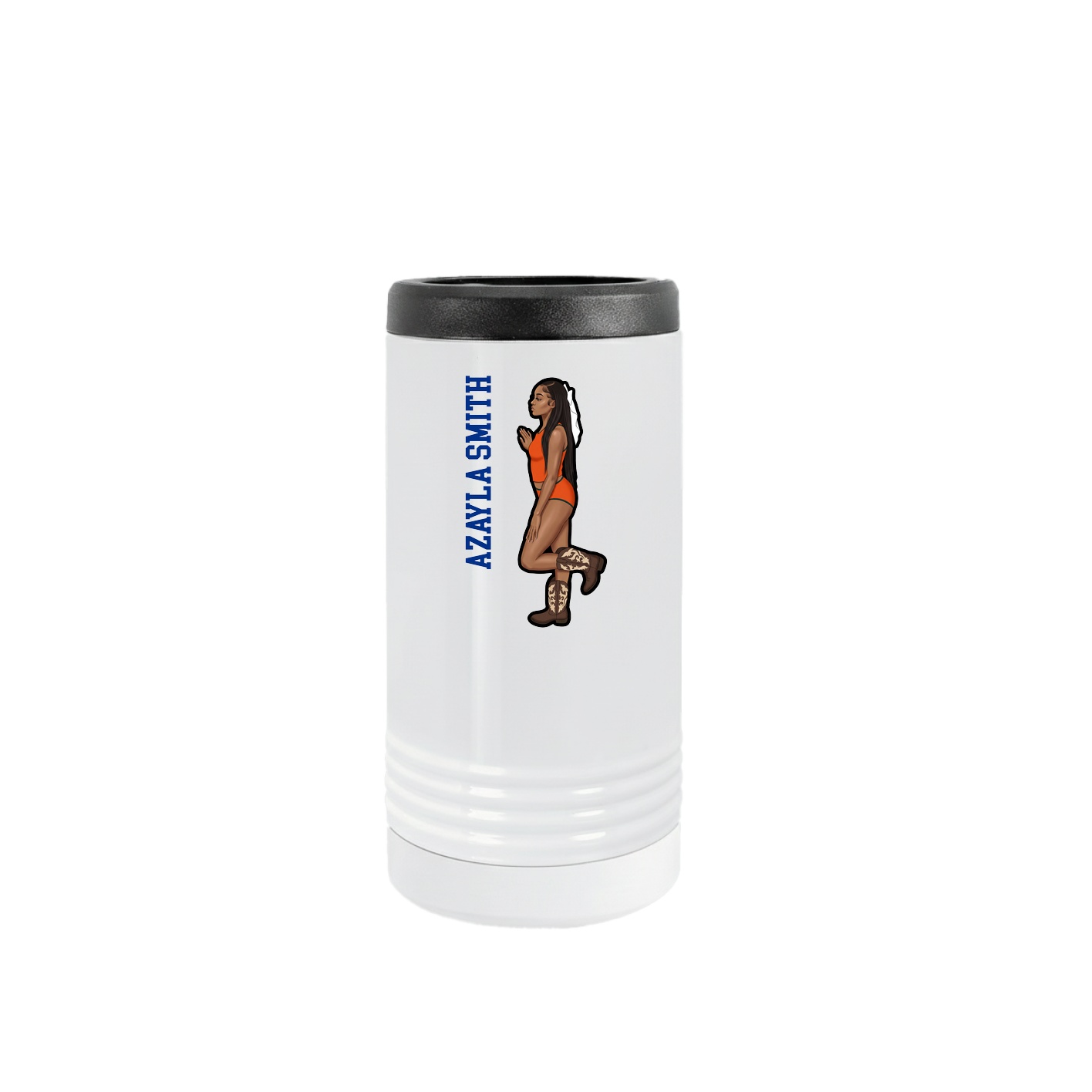 Slim Beverage Holder — Name Vertical in White