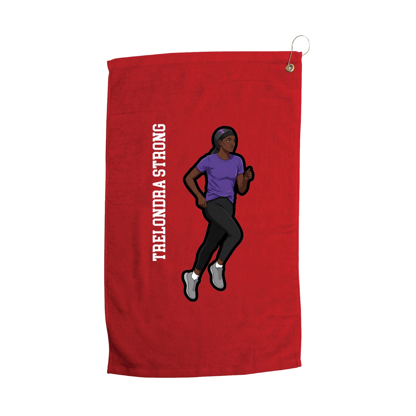 Golf Towel — Name Vertical in Red