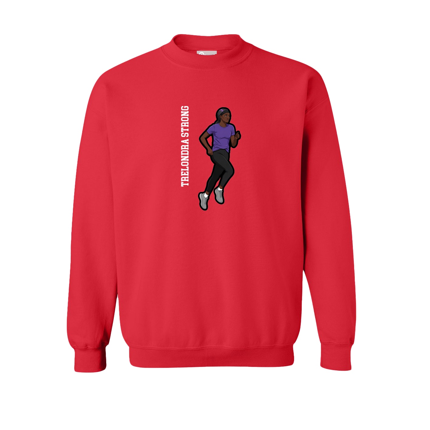 Fleece Crew — Name Vertical in Red