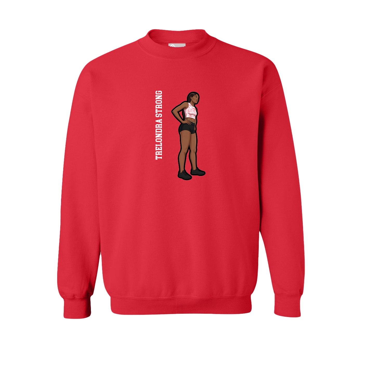 Fleece Crew — Name Vertical in Red