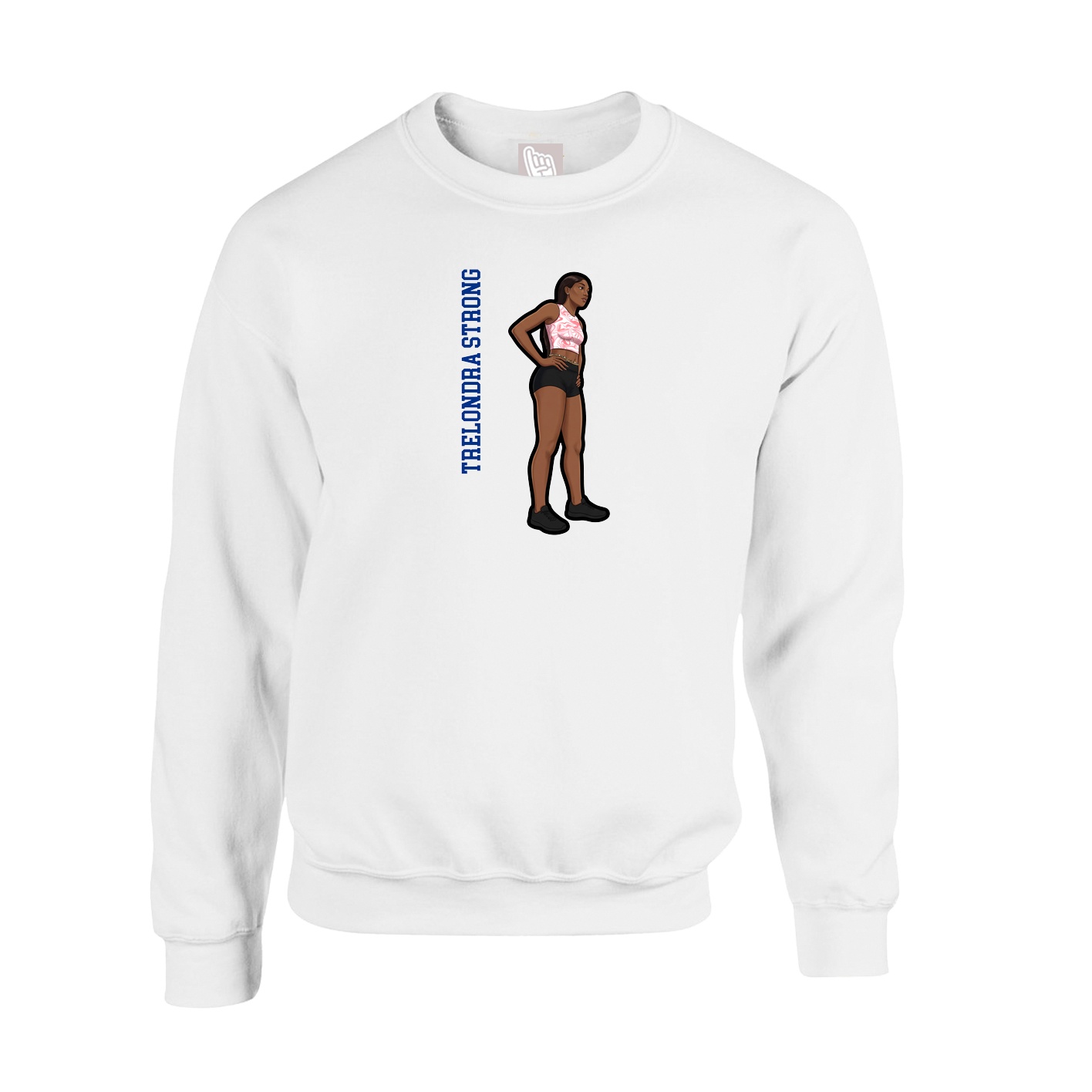 Fleece Crew — Name Vertical in White