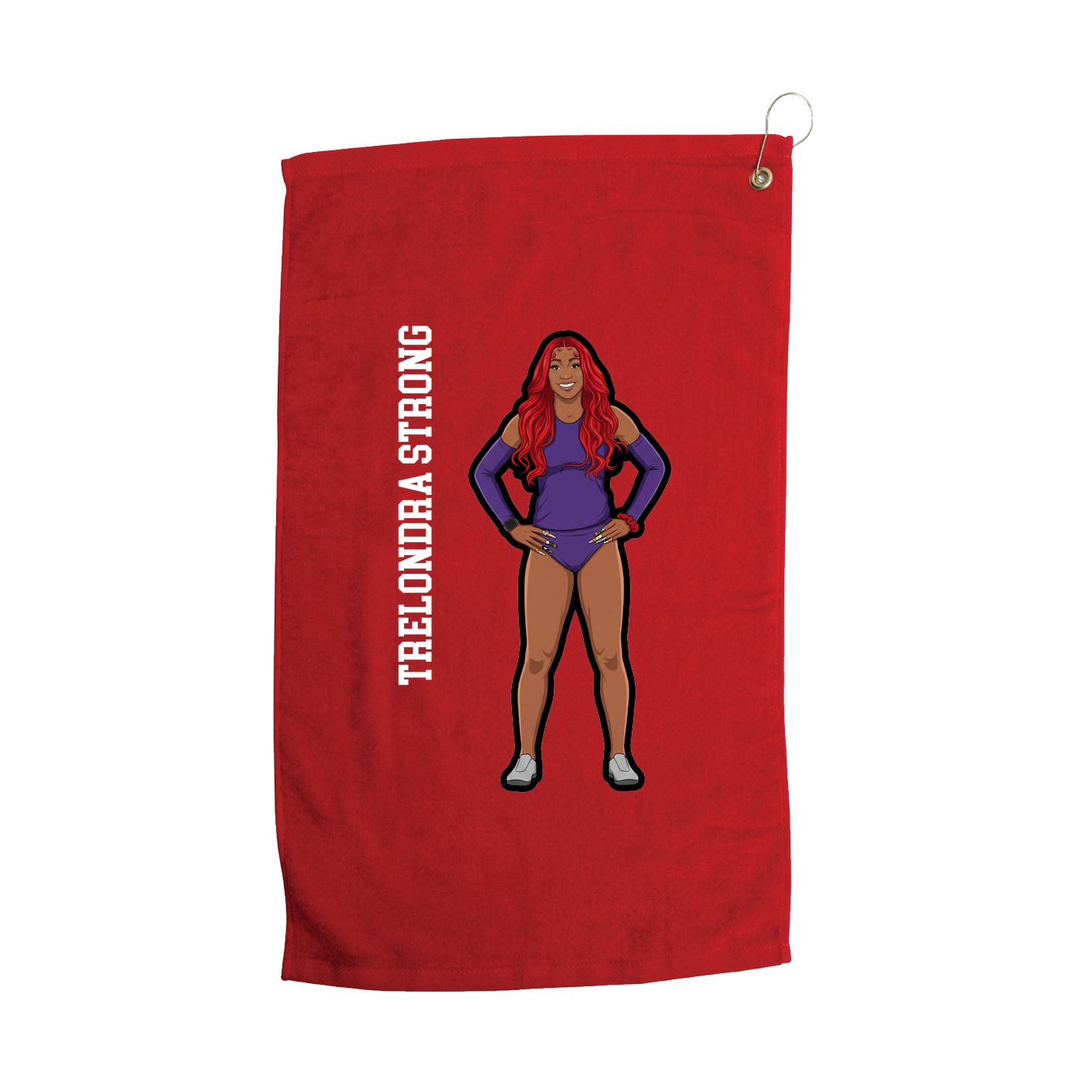 Golf Towel — Name Vertical in Red