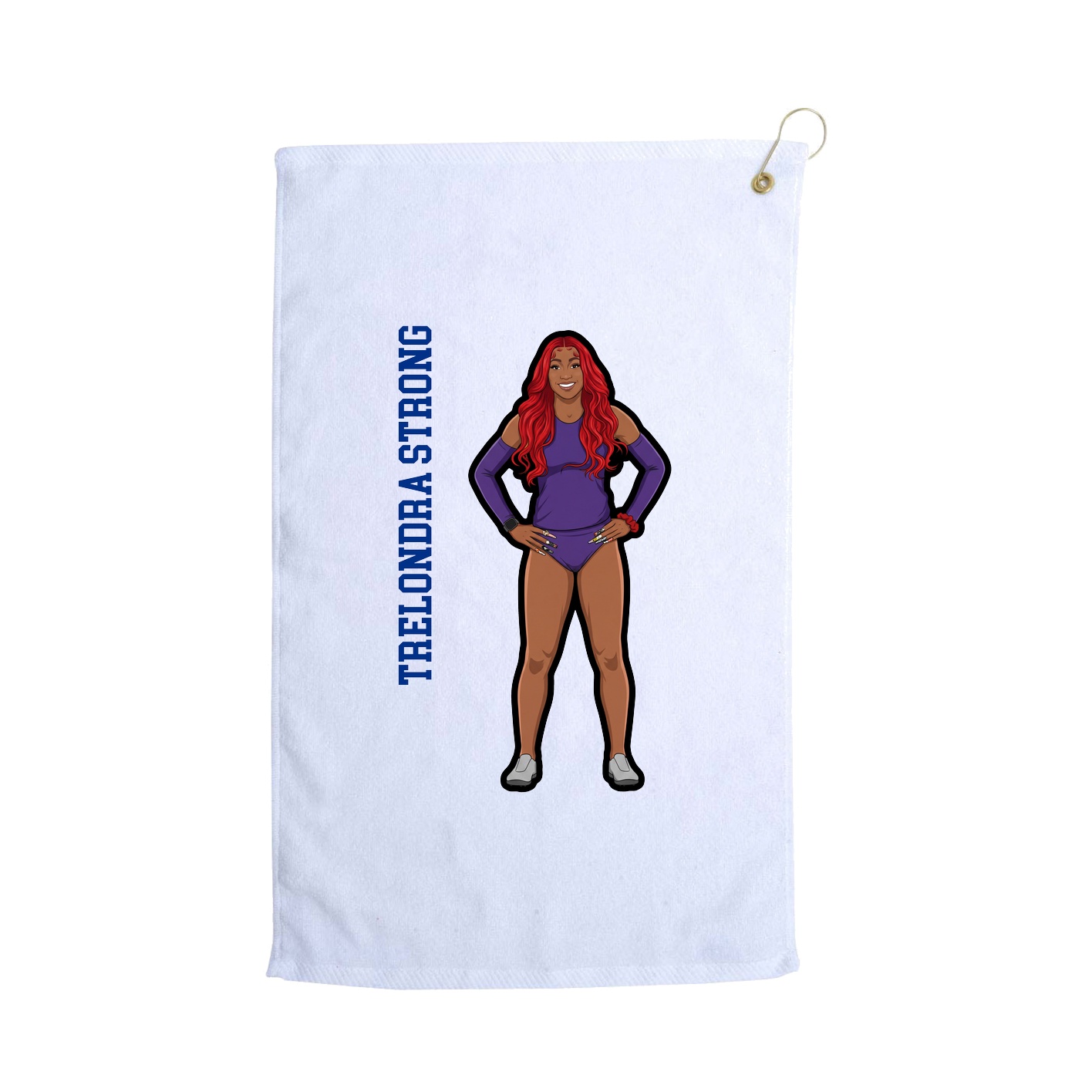Golf Towel — Name Vertical in White
