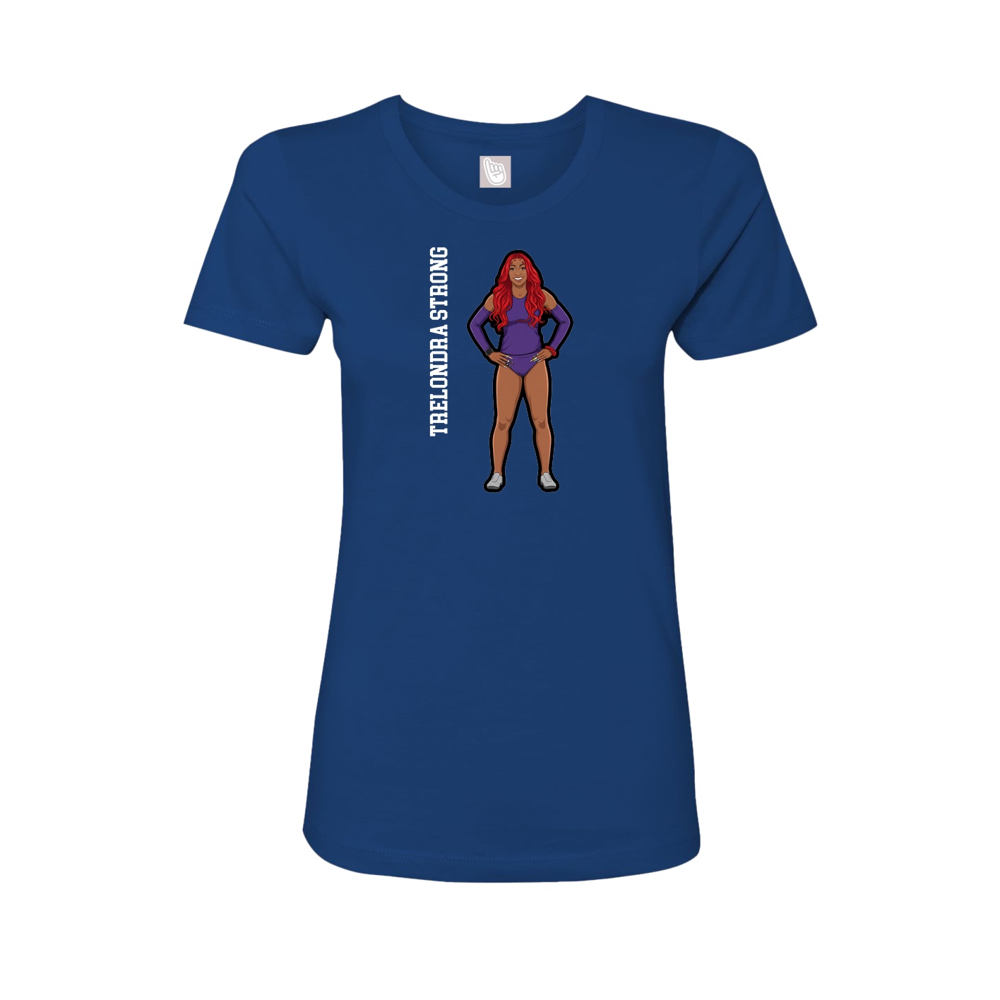 Womens Tee — Name Vertical in Royal
