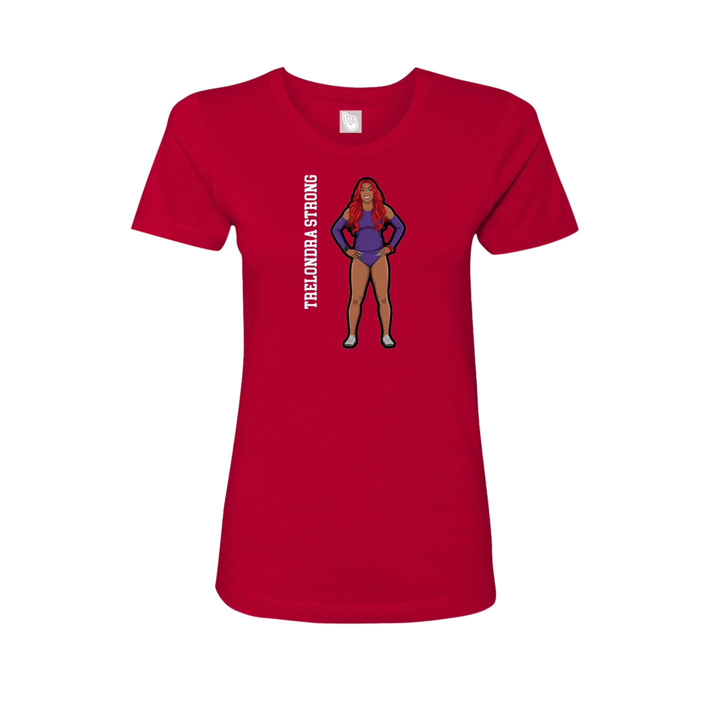Fitted Women's Tee — Name Vertical in Red