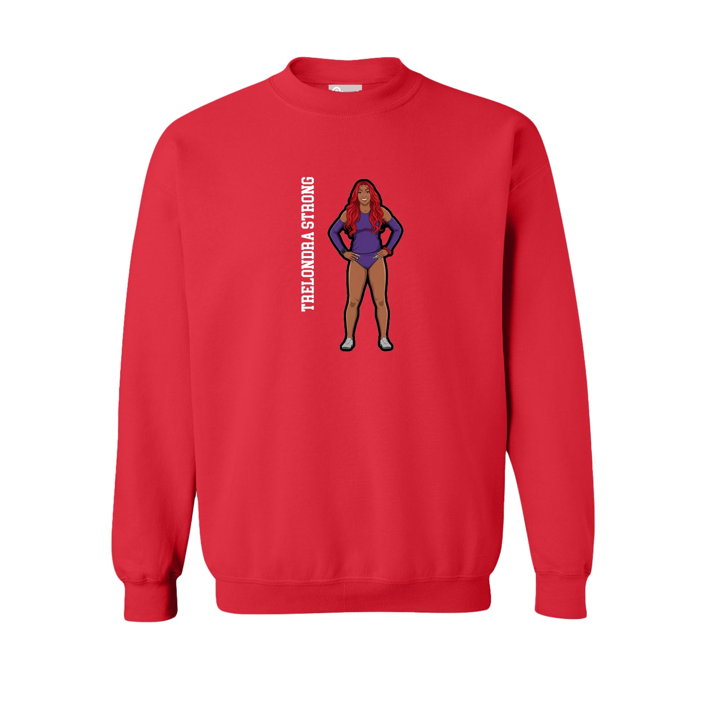 Fleece Crew — Name Vertical in Red