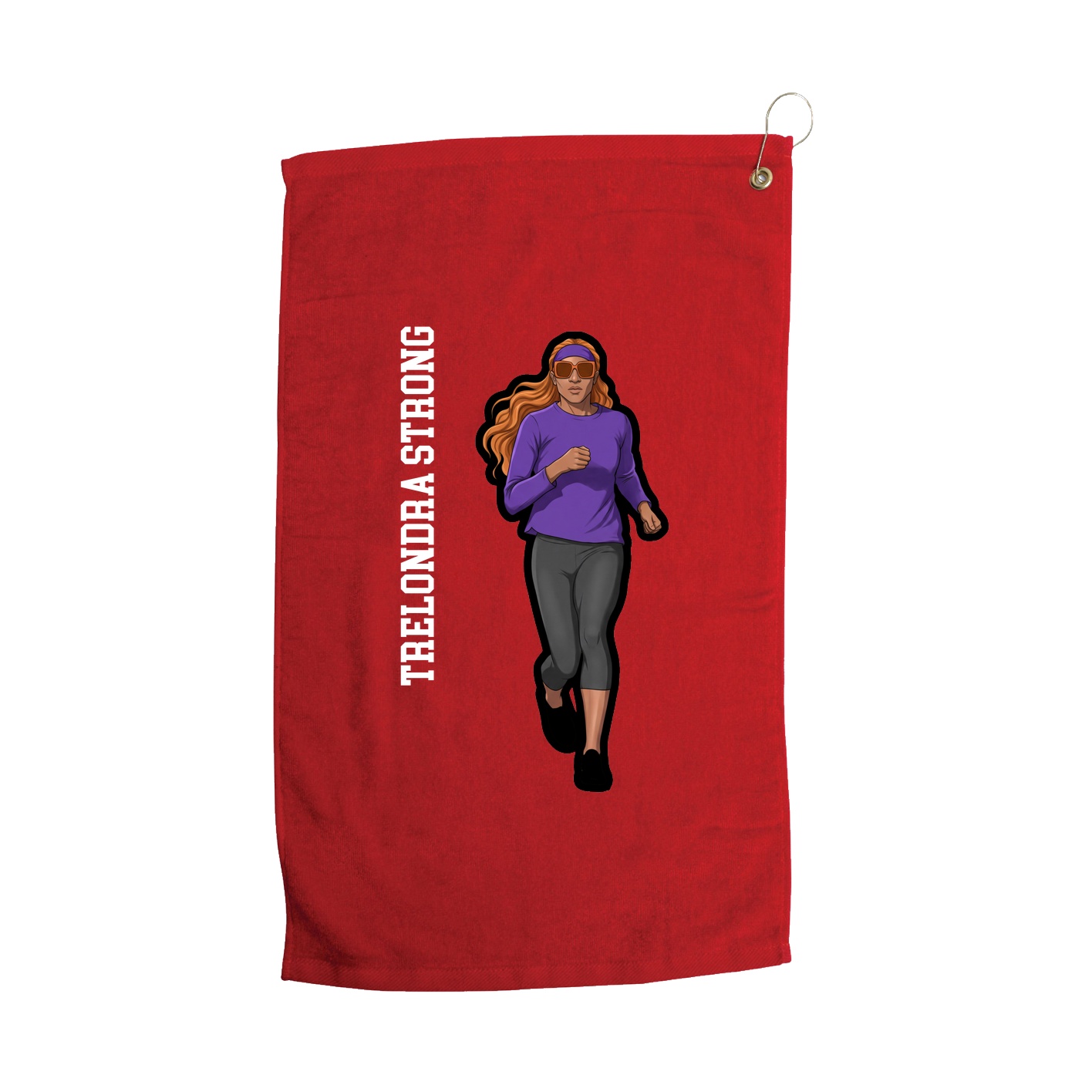 Golf Towel — Name Vertical in Red