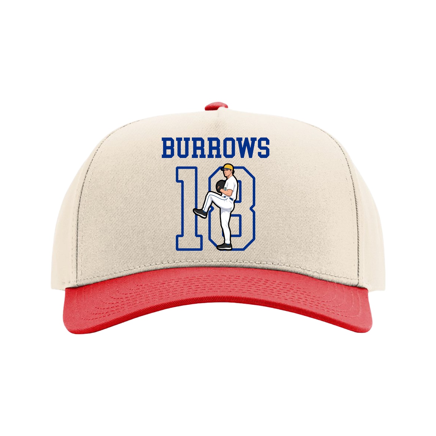 Full Fabric Five-Panel Champ Cap — Shirsey in Cream/Red