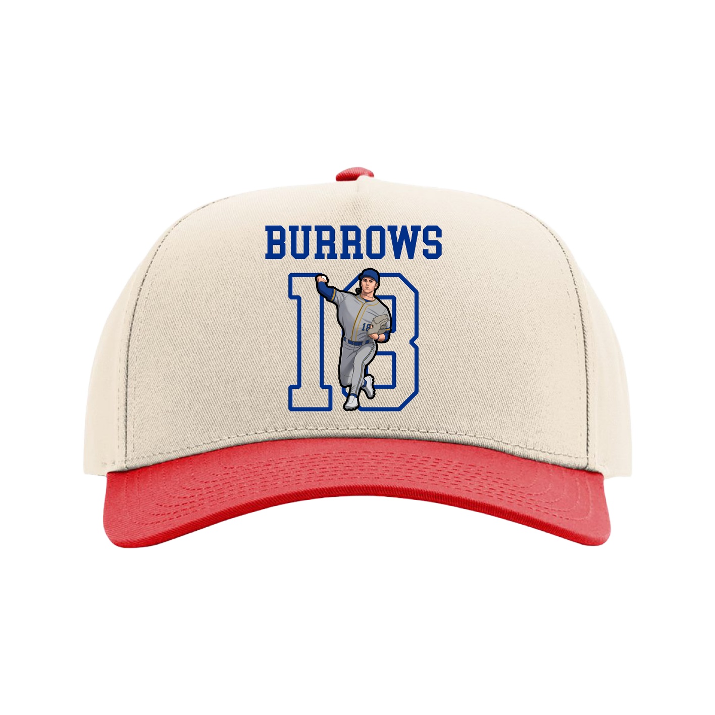 Full Fabric Five-Panel Champ Cap — Shirsey in Cream/Red