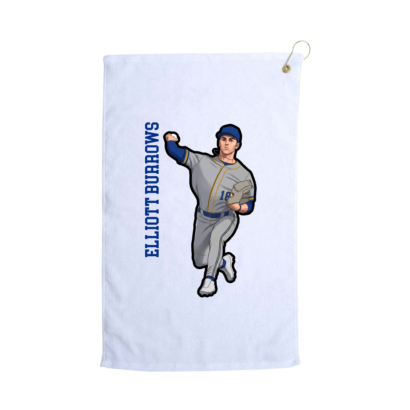 Golf Towel — Name Vertical in White