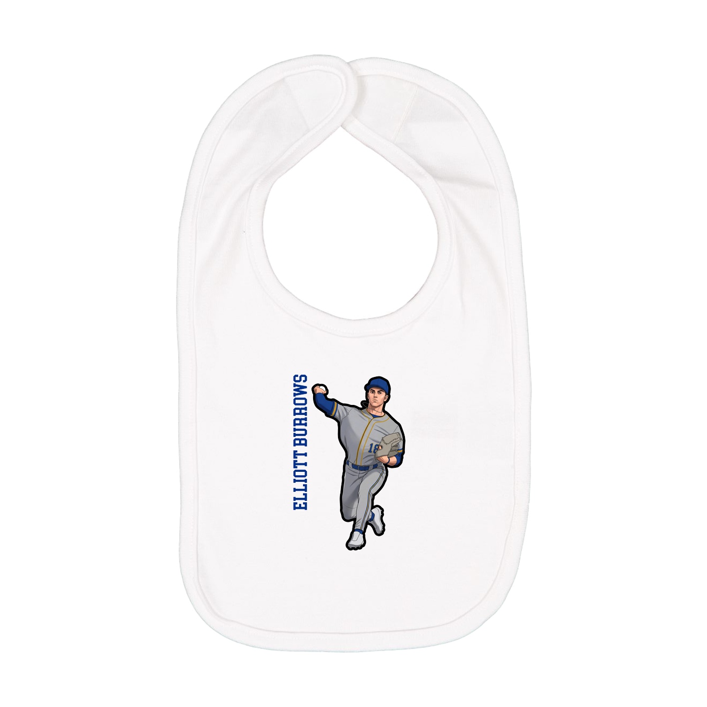 Infant Bib — Name Vertical in White