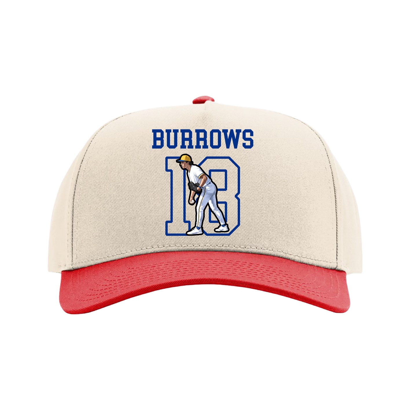 Full Fabric Five-Panel Champ Cap — Shirsey in Cream/Red