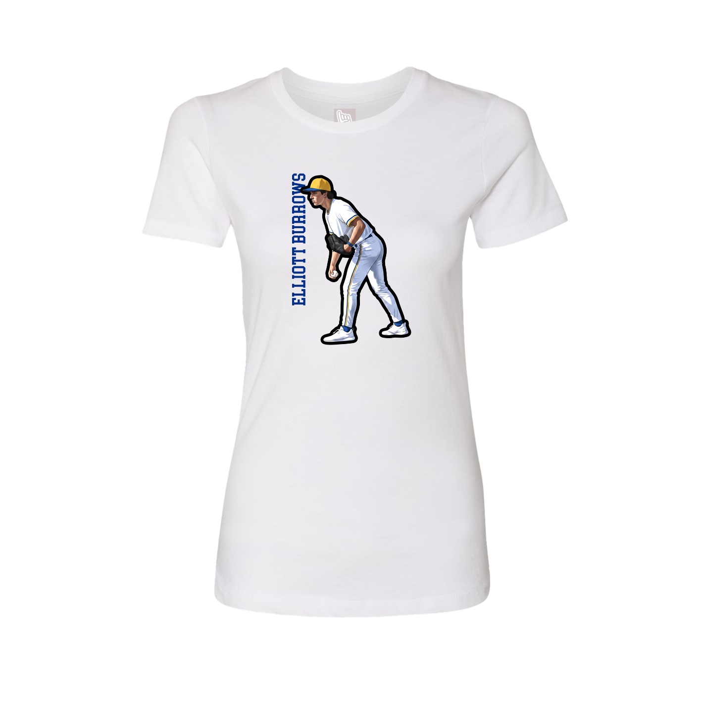 Fitted Women's Tee — Name Vertical in White