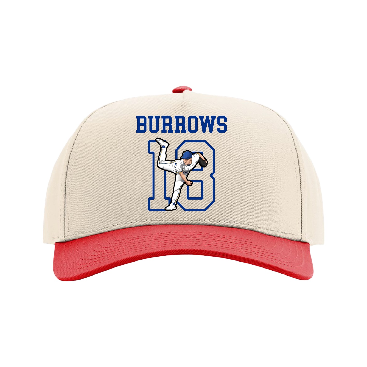 Full Fabric Five-Panel Champ Cap — Shirsey in Cream/Red
