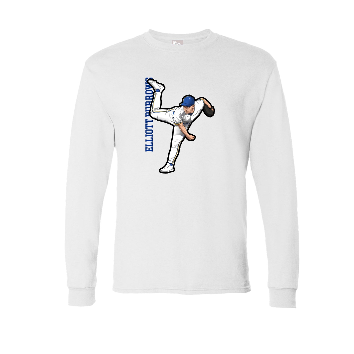 Long Sleeve Tee — Name Vertical in White