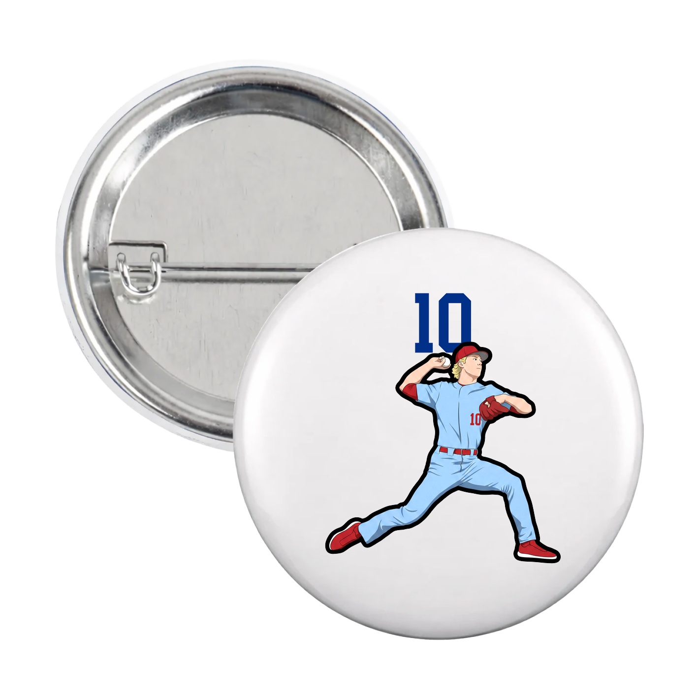 Game Day Button — Number Top in White