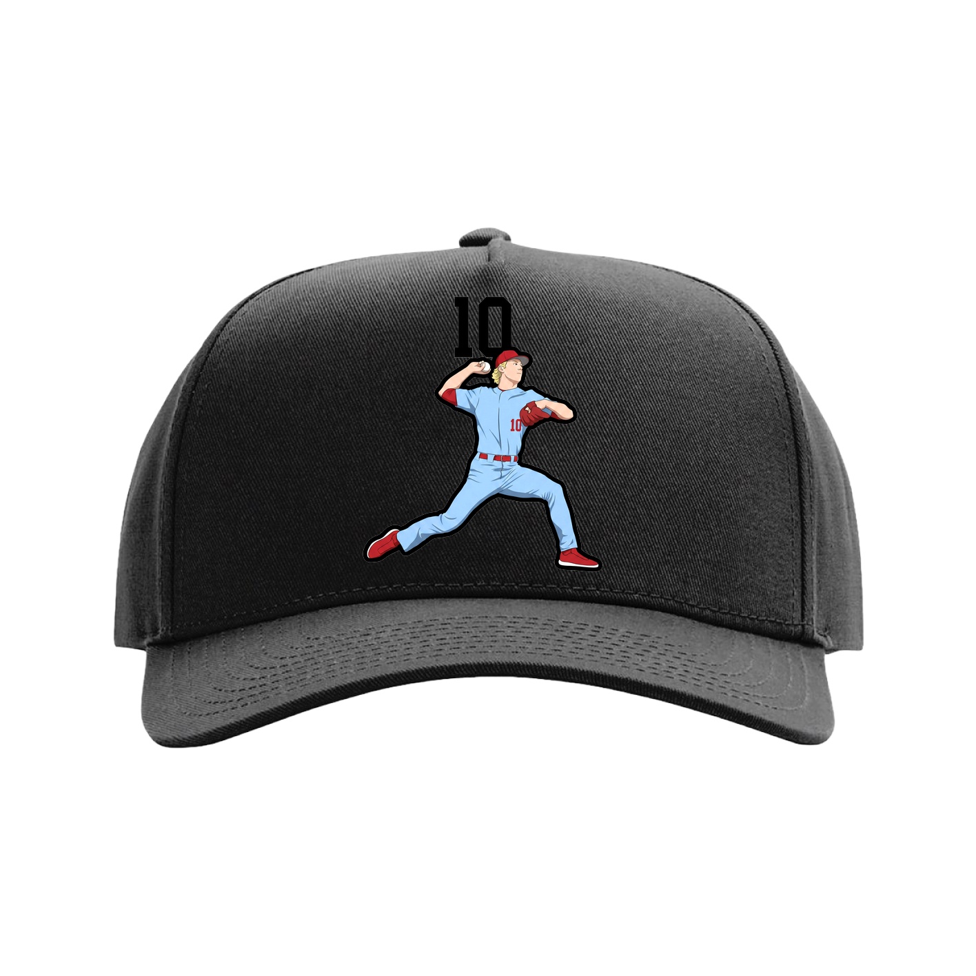 Full Fabric Five-Panel Champ Cap — Number Top in Black